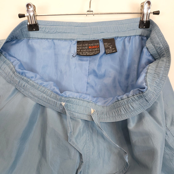 Mureli Silk Pull On Pants Women M Lined Hidden Drawstring Lt Blue Pockets Comfy - Picture 9 of 10